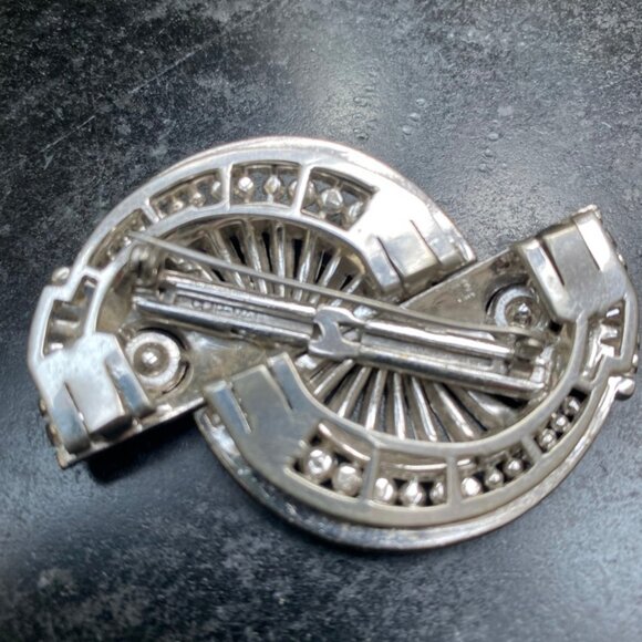 RARE SPECTACULAR DESIGN!, AUTHENTIC VINTAGE ART DECO CLIP-MATES BROOCH / PIN KTF - Picture 7 of 13